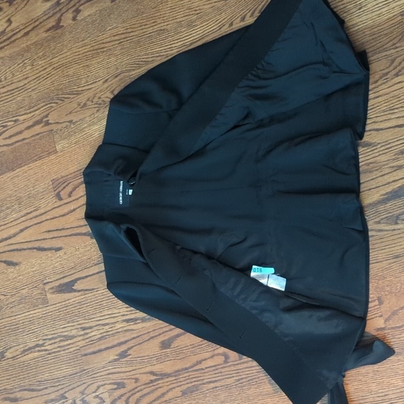 Giorgio Armani Italian Black Wool Blend Old Money Jacket W/ Silk Trim Sz 12 - Picture 8 of 11